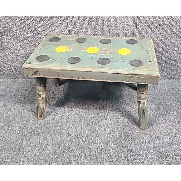 Vintage Handpainted Wood Foot Stool Country Farm Plant Stand decor primitive - Picture 5 of 8